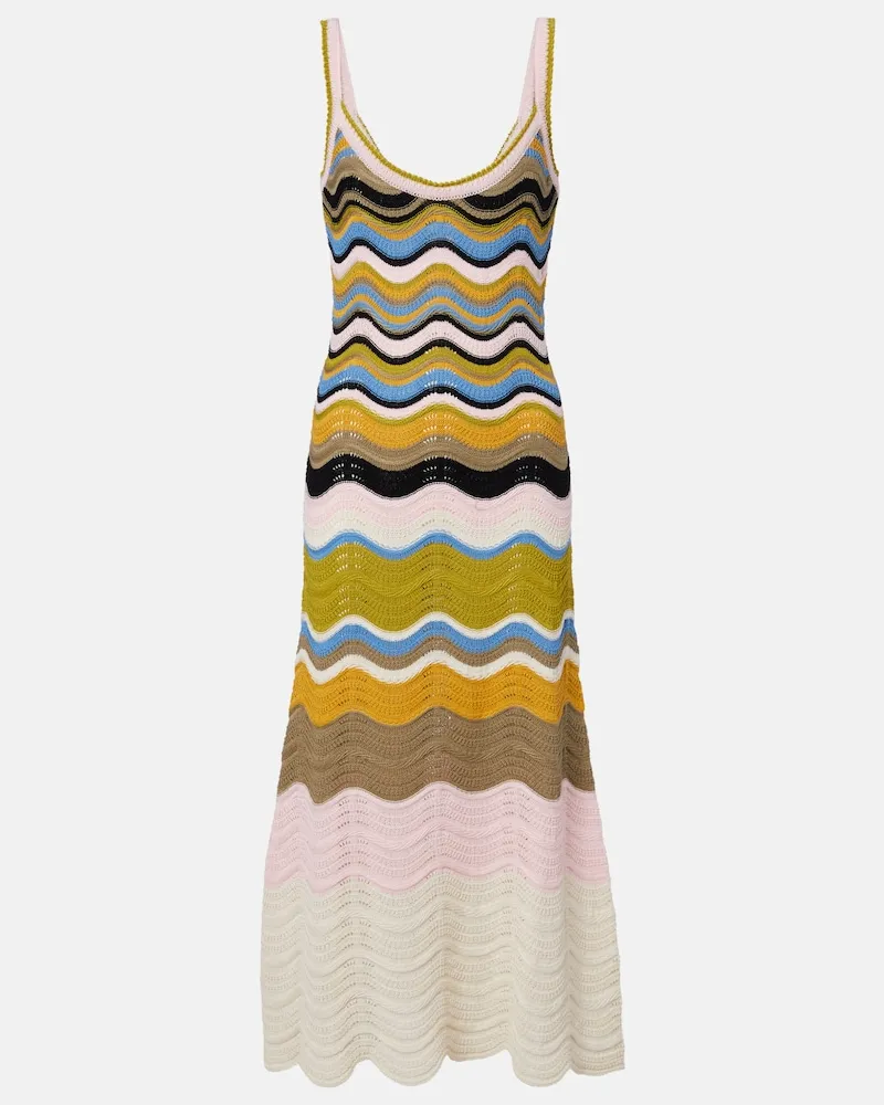 La DoubleJ Midikleid Chevron aus Häkelstrick Multicolor