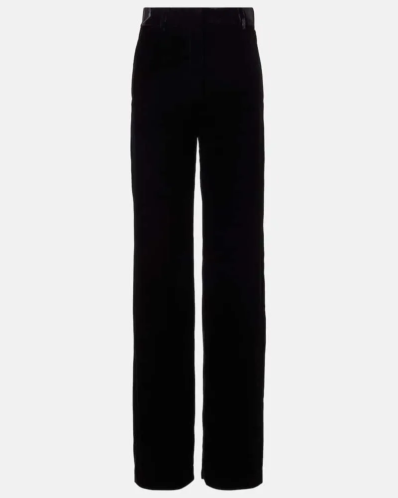 Loro Piana Weite High-Rise-Hose Goldie aus Samt Schwarz