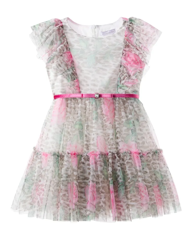 Monnalisa Bedrucktes Kleid aus Tüll Multicolor