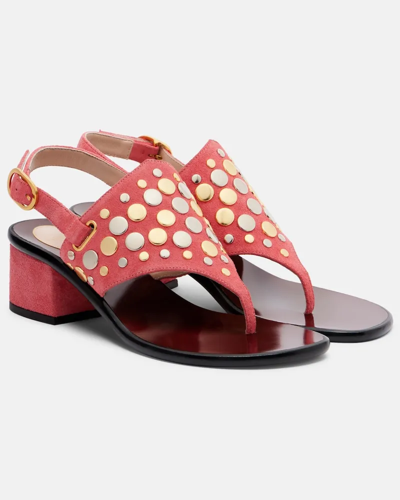 Valentino Garavani Verzierte Sandalen Resort aus Veloursleder Rosa