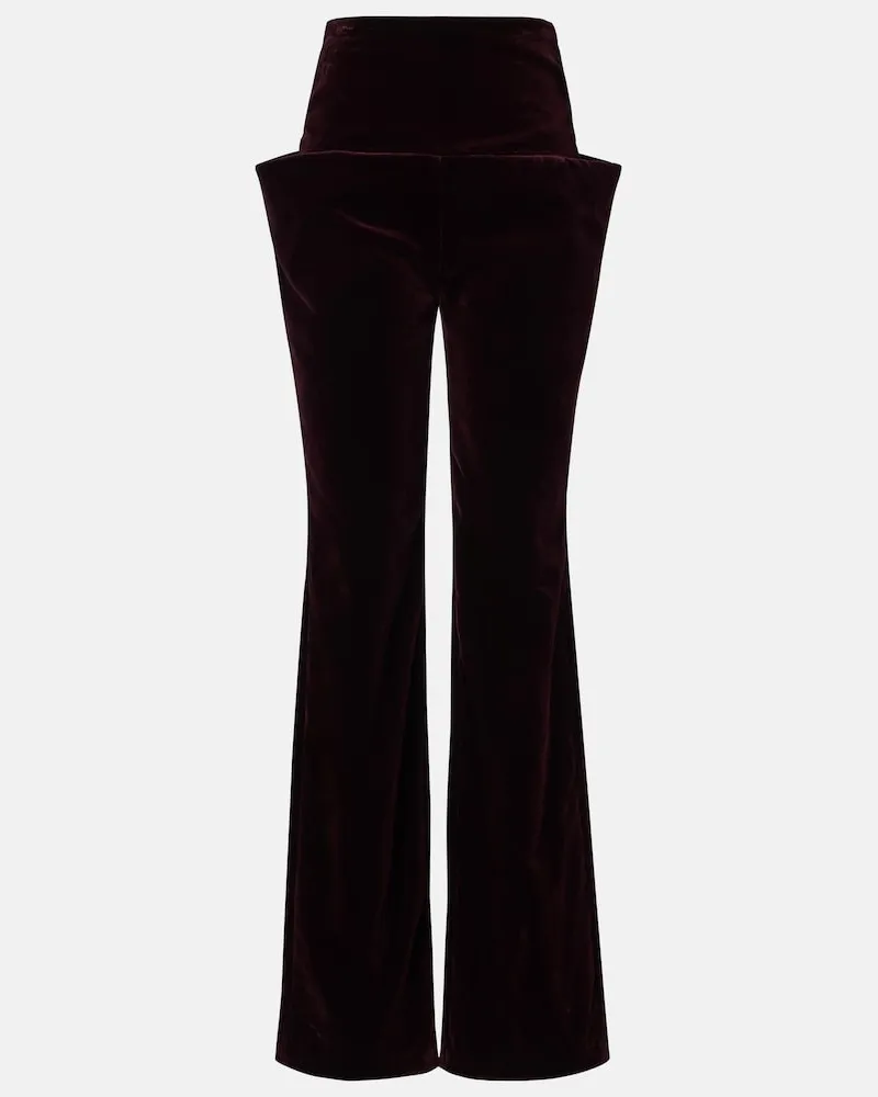 Alaïa Alaïa Schlaghose aus Baumwollsamt Burgunderrot