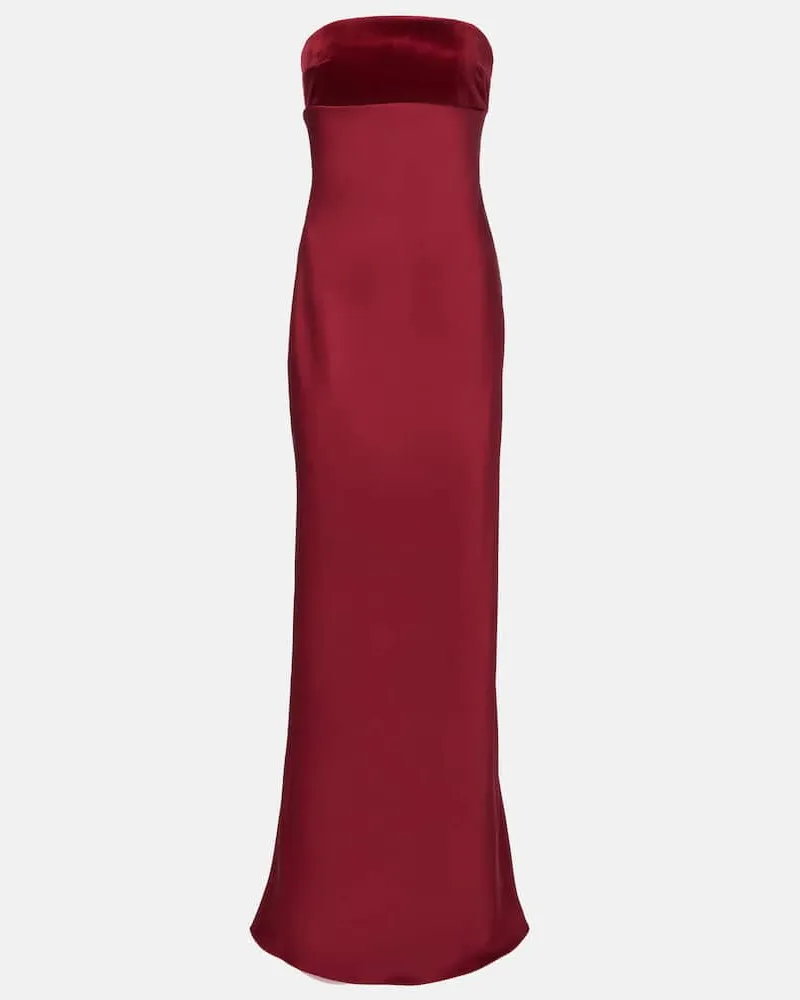 Max Mara Maxikleid Baia aus Baumwollsatin Burgunderrot