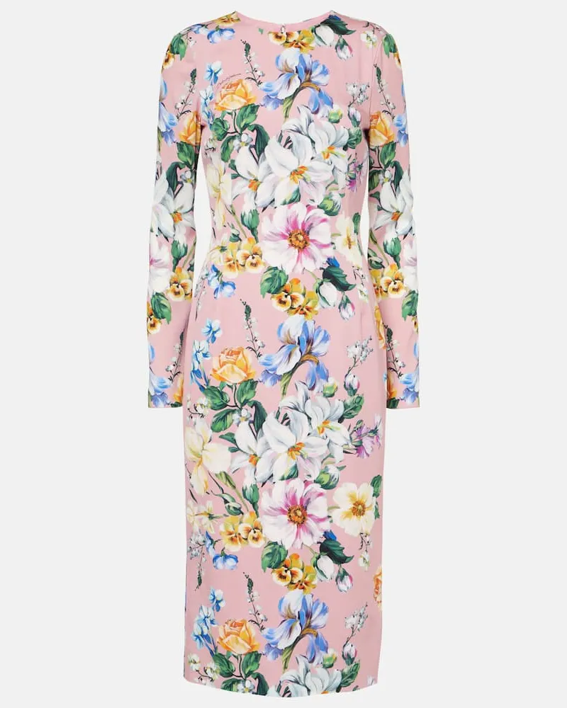 Dolce & Gabbana Midikleid aus einem Seidengemisch Pink