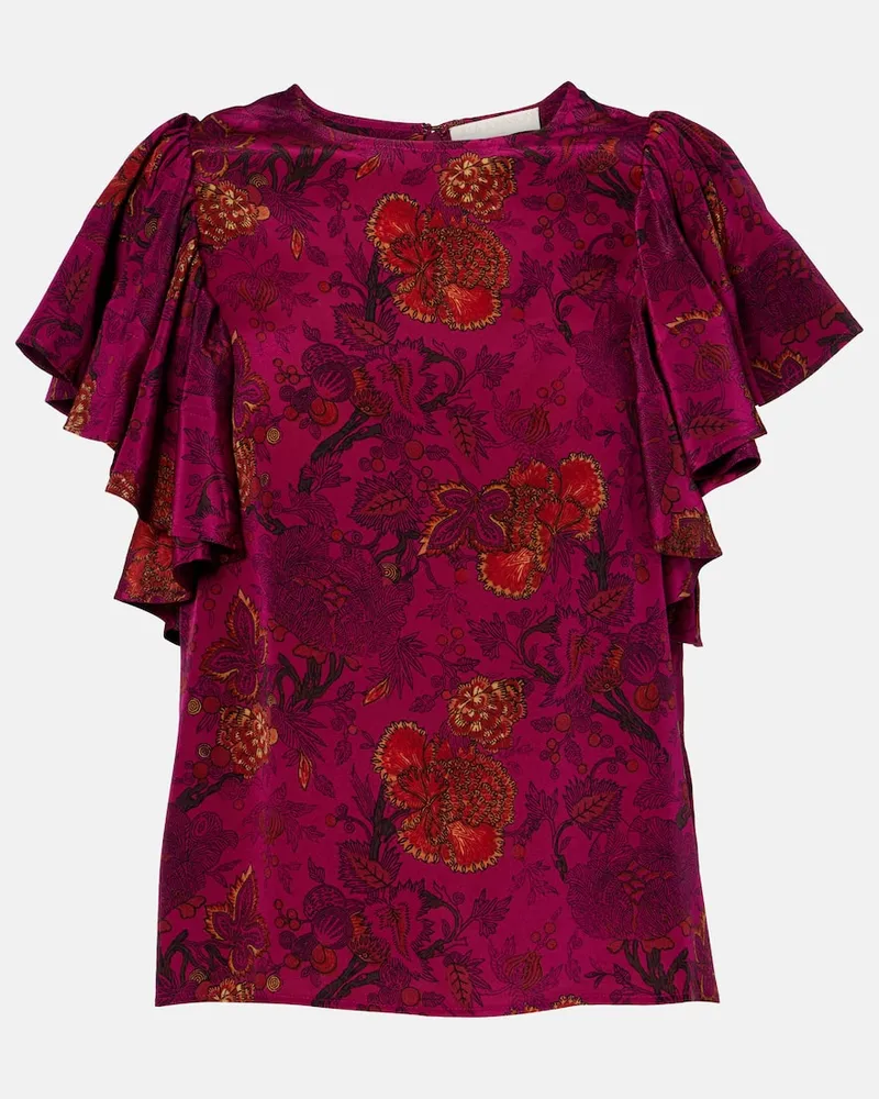Ulla Johnson Top Lena aus Crêpe de Chine aus Seide Multicolor