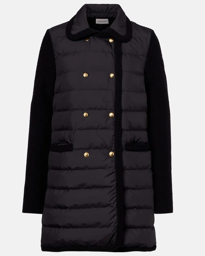 Moncler Mantel aus Wolle und Kaschmir Schwarz