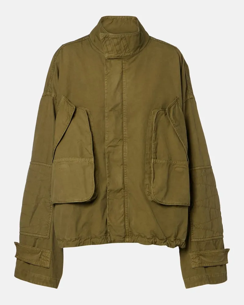 ATTICO Jacke aus Baumwolle mit Leder Grün