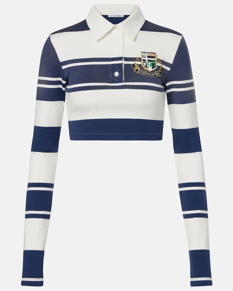 Acne Studios Cropped-Polopullover aus Baumwolle Blau