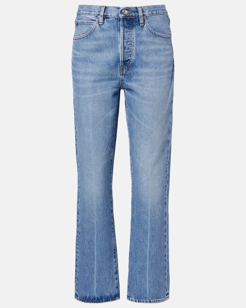 Frame Denim Straight Jeans The Vertical Crop Blau