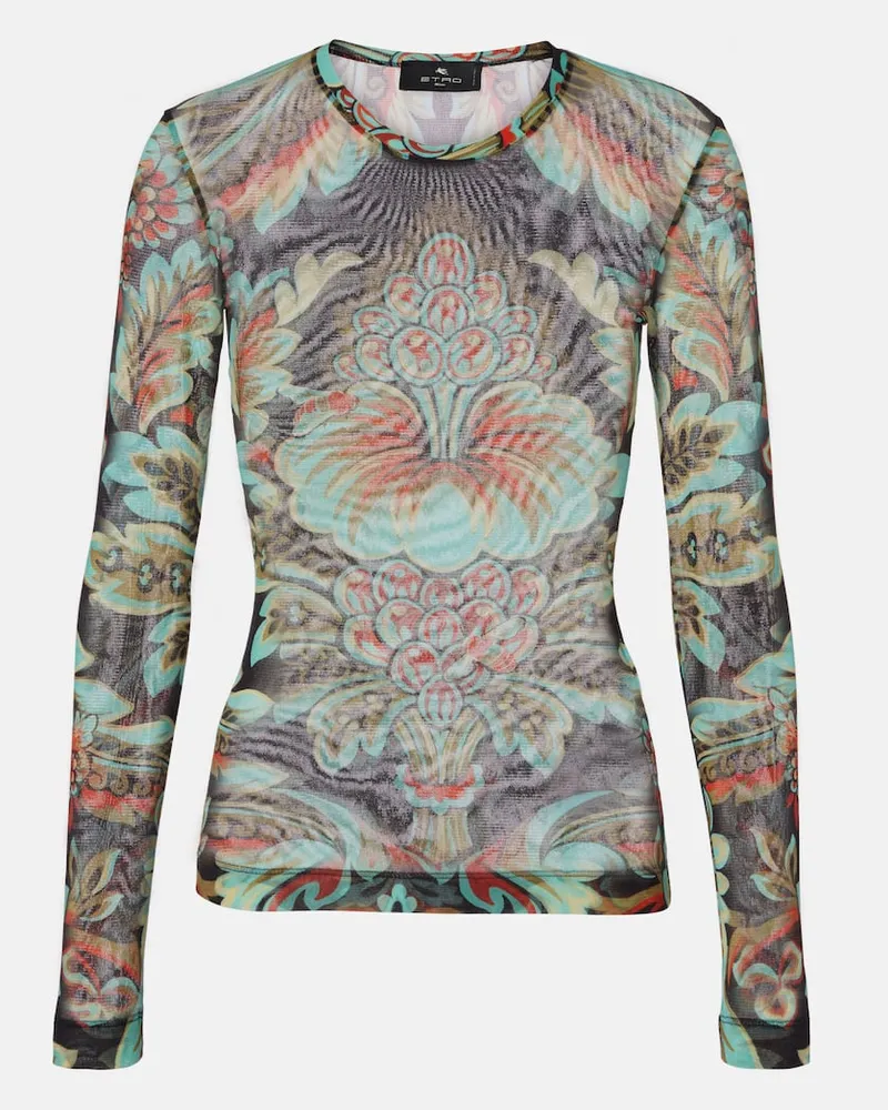 Etro Bedrucktes Top aus Jersey Multicolor