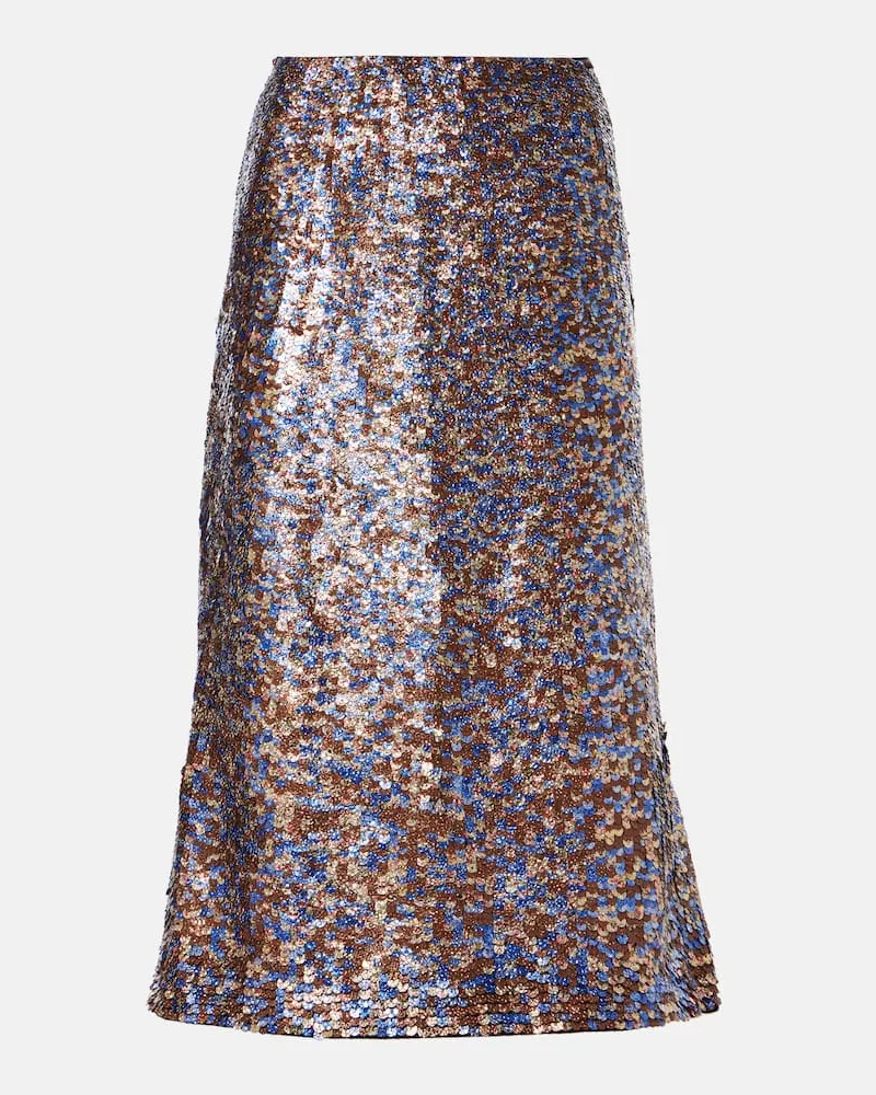 Dries van Noten Midirock aus einem Wollgemisch mit Pailletten Multicolor