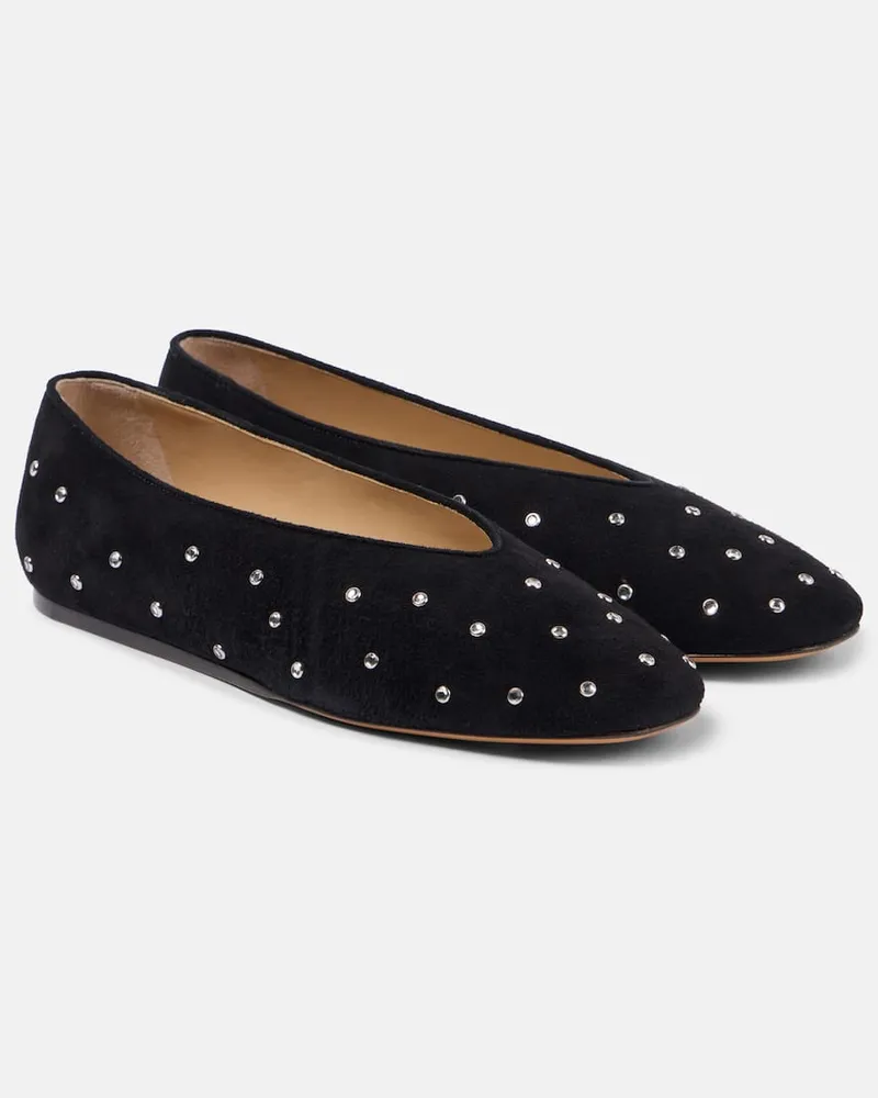 Le Monde Béryl Le Monde Béryl Verzierte Ballerinas Regency aus Veloursleder Schwarz