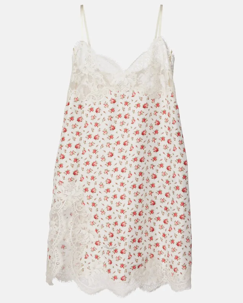 Dolce & Gabbana Slipdress aus einem Seidengemisch mit Spitze Weiß