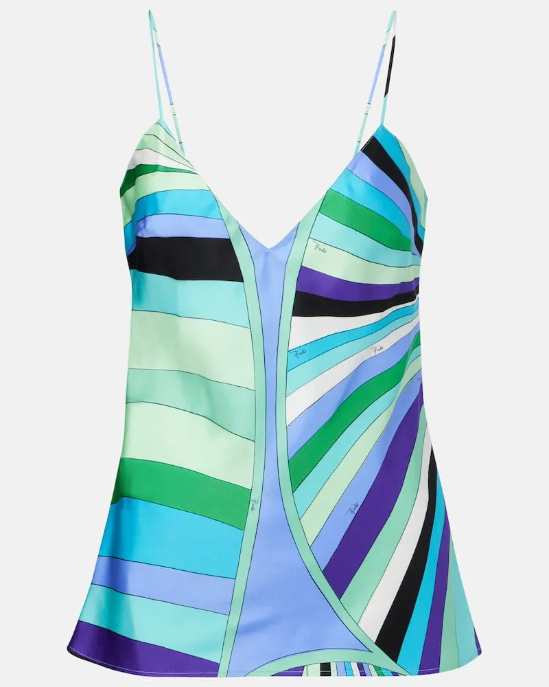 Emilio Pucci Top Iride aus Seidensatin Multicolor