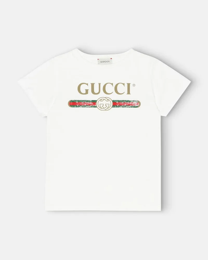 Gucci Bedrucktes T-Shirt aus Baumwolle Weiß