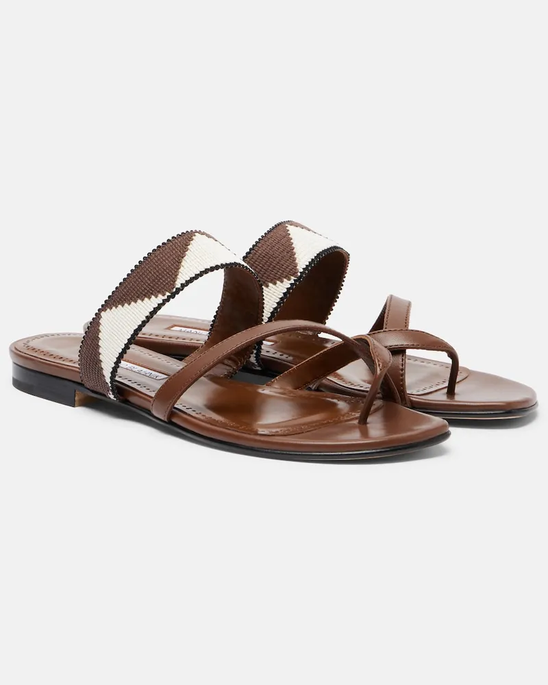 Manolo Blahnik Sandalen Susastra aus Leder Braun