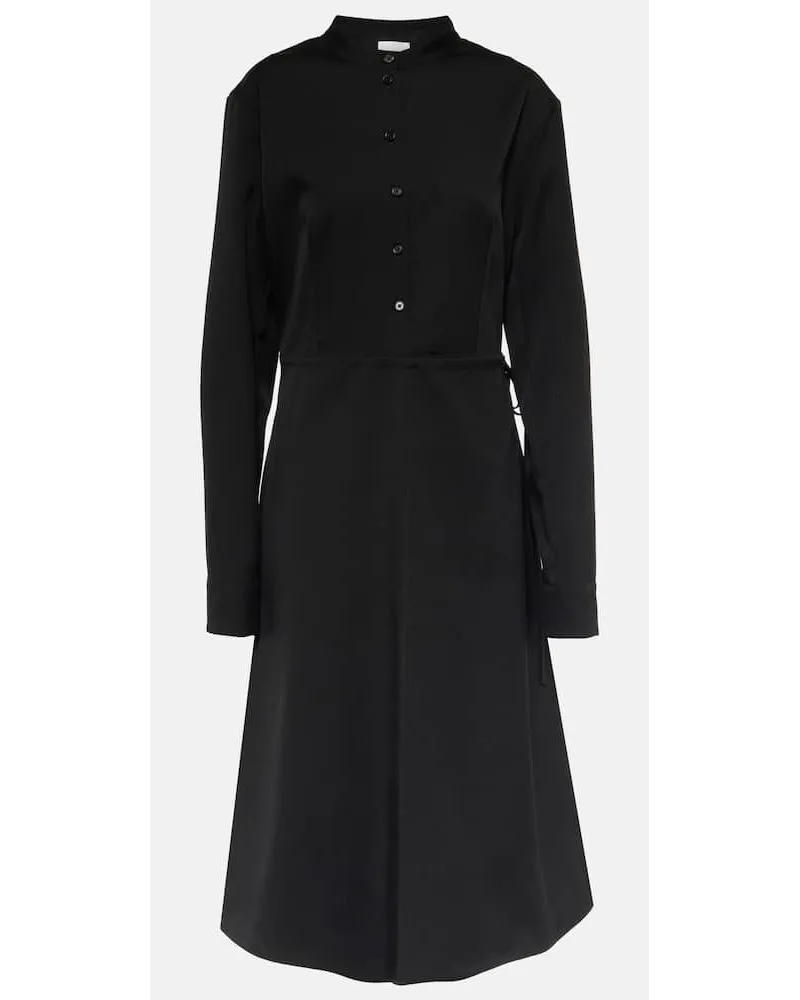 Jil Sander Hemdblusenkleid aus Schurwolle Schwarz
