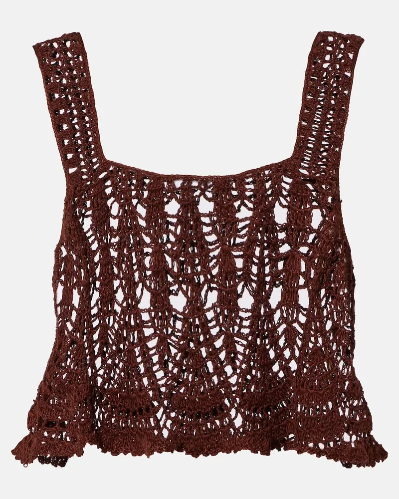 Anna Kosturova Cropped-Top aus Häkelstrick Braun