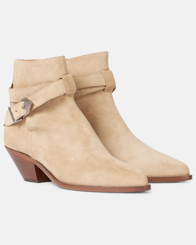 Isabel Marant Ankle Boots Deivy 50 aus Veloursleder Beige