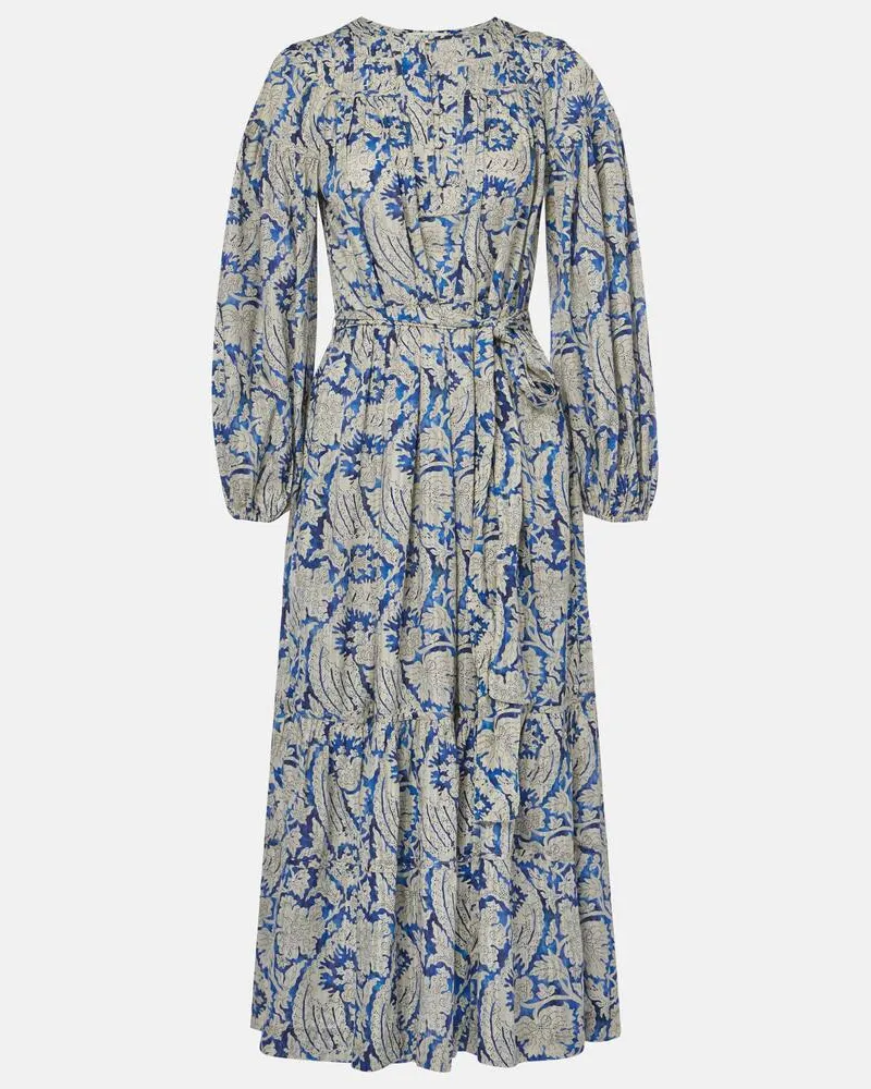 Ulla Johnson Midikleid Seraphina aus einem Baumwollgemisch Blau