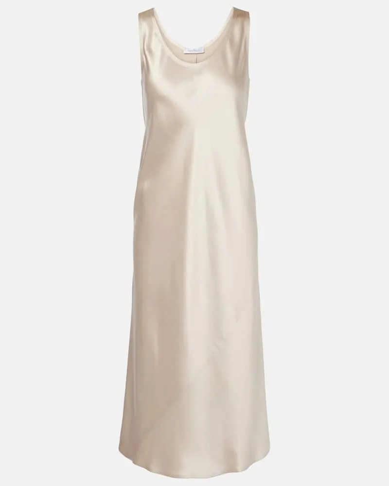 Max Mara Midikleid Banjo aus Seidensatin Beige