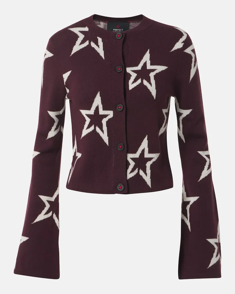 Perfect Moment Cardigan Chalet aus Wolle Burgunderrot