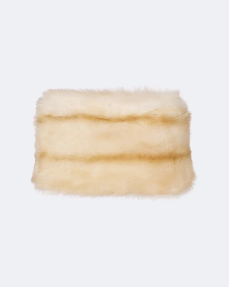 Gucci Cropped Off-Shoulde-Top aus Shearling Beige