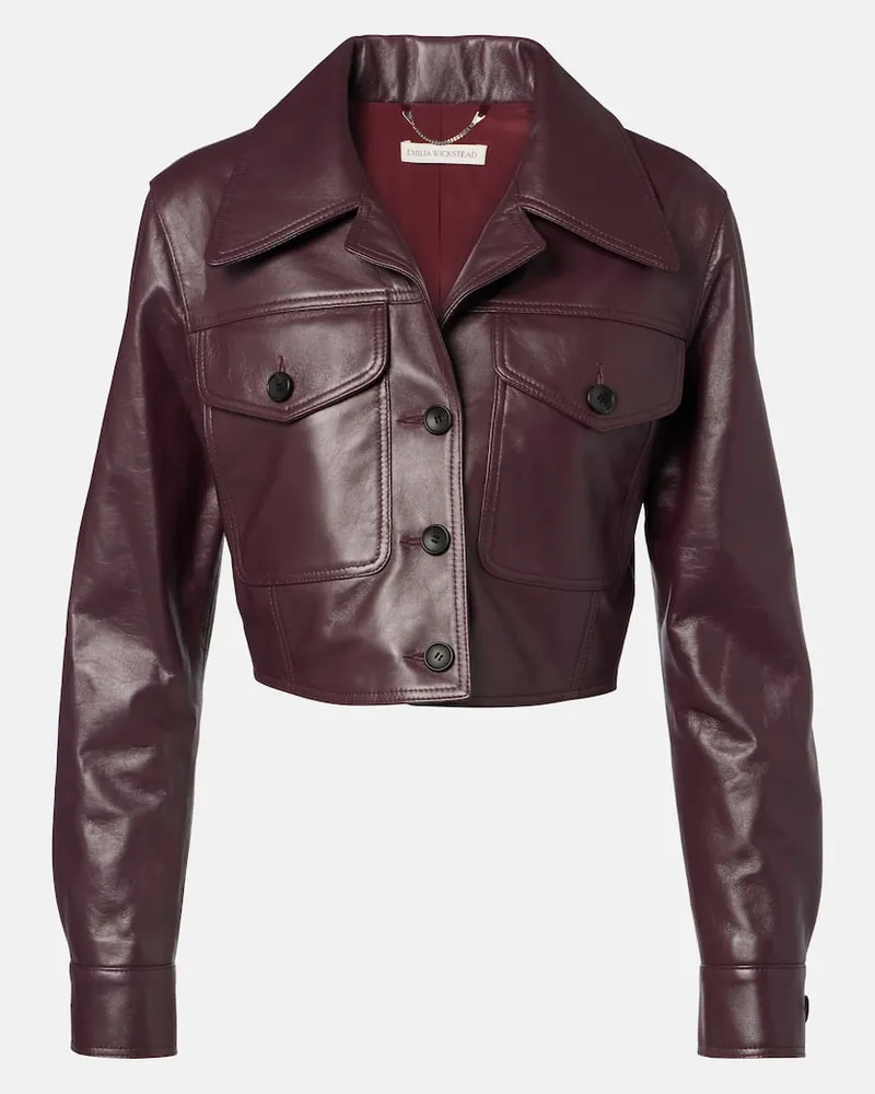 EMILIA WICKSTEAD Cropped-Lederjacke Nics Violett