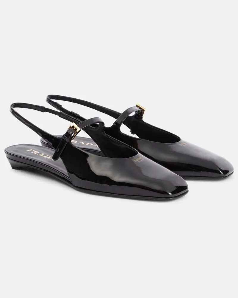 Prada Slingback-Ballerinas aus Lackleder Schwarz