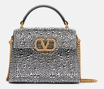 Tote Bag VSling Small aus Veloursleder mit Kristallen