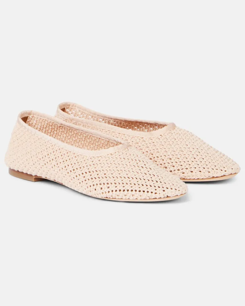 STAUD Ballerinas Alba aus Häkelstrick Beige