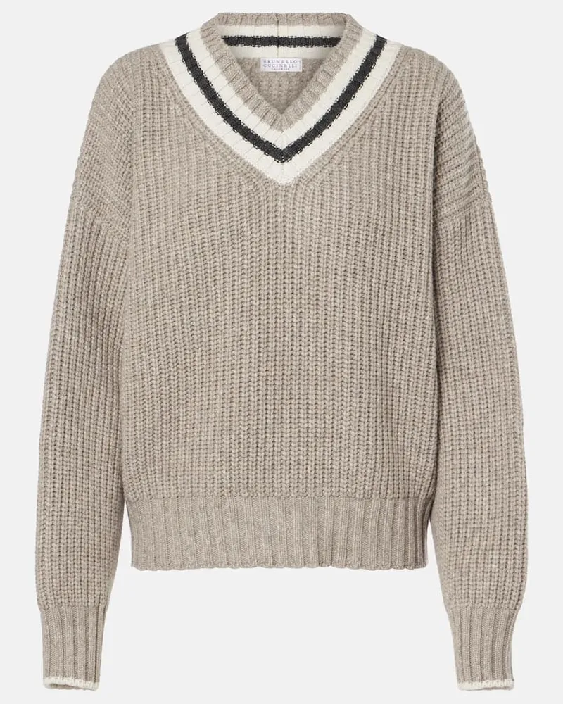 Brunello Cucinelli Pullover aus Wolle Grau