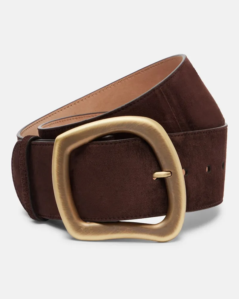 Gabriela Hearst Gürtel Simone Large aus Veloursleder Braun