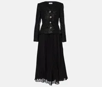 Midikleid aus Bouclé und Chiffon
