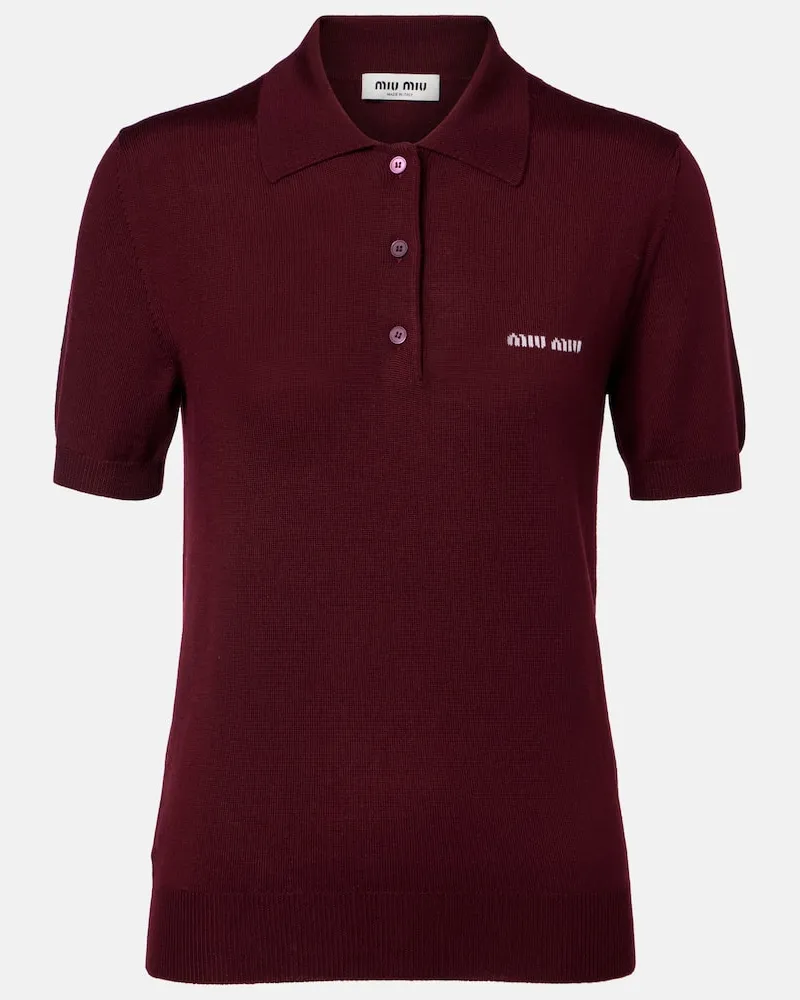 Miu Miu Polopullover aus Wolle Burgunderrot