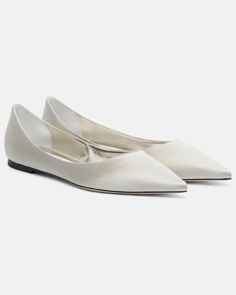 Jimmy Choo Ballerinas Love aus Satin Silber