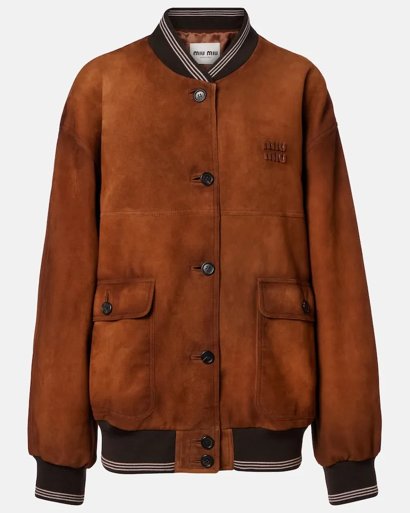 Miu Miu Blouson aus Veloursleder Braun