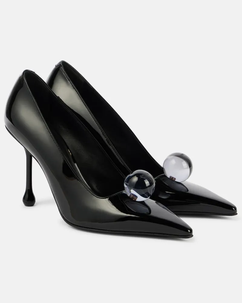 Jimmy Choo Verzierte Pumps Orb 95 aus Lackleder Schwarz