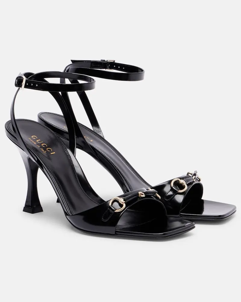Gucci Sandalen Selene Horsebit aus Leder Schwarz