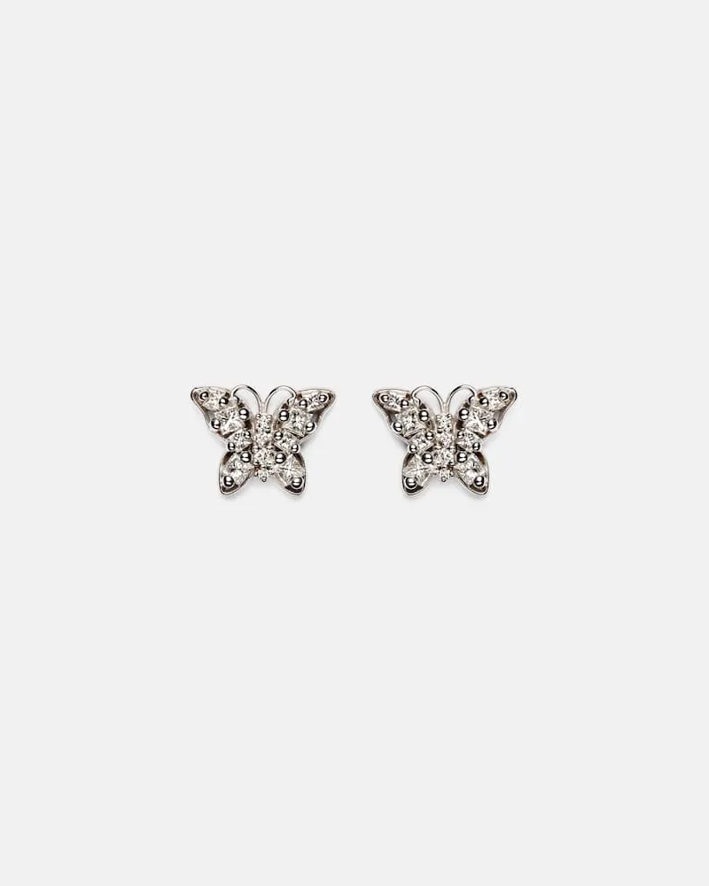 Suzanne Kalan Ohrringe Fireworks Butterfly aus 18kt Weißgold mit Diamanten Silber