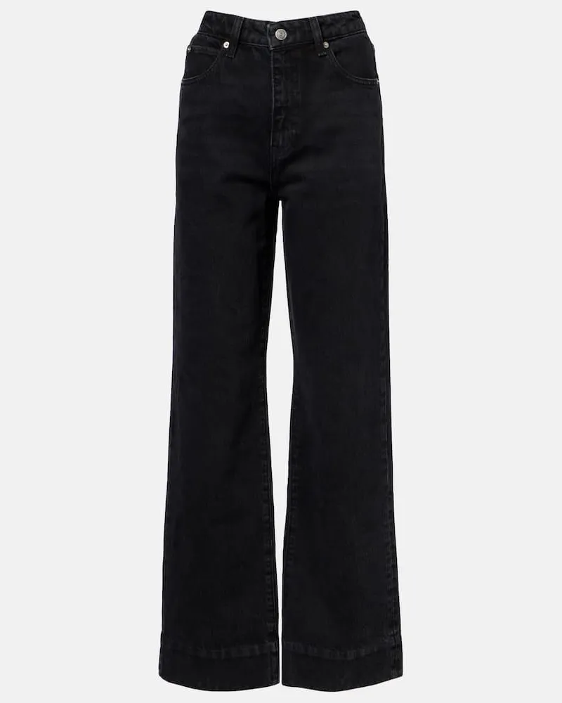 Frame Denim High-Rise Straight Jeans Streamline Schwarz