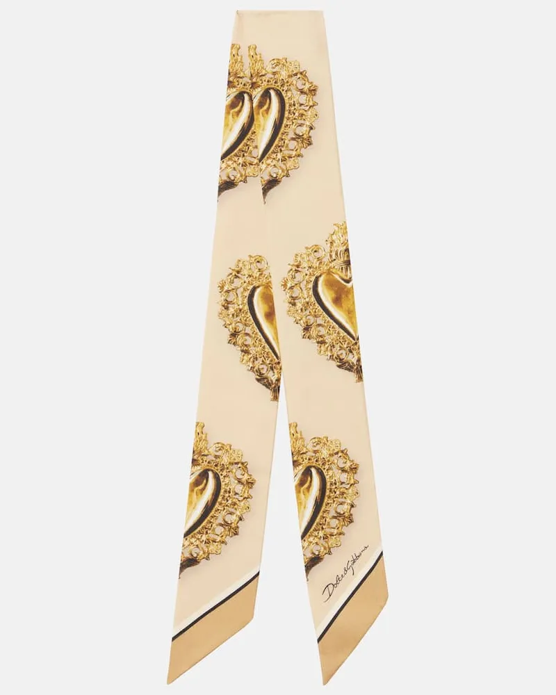 Dolce & Gabbana Bedrucktes Tuch aus Seiden-Twill Beige