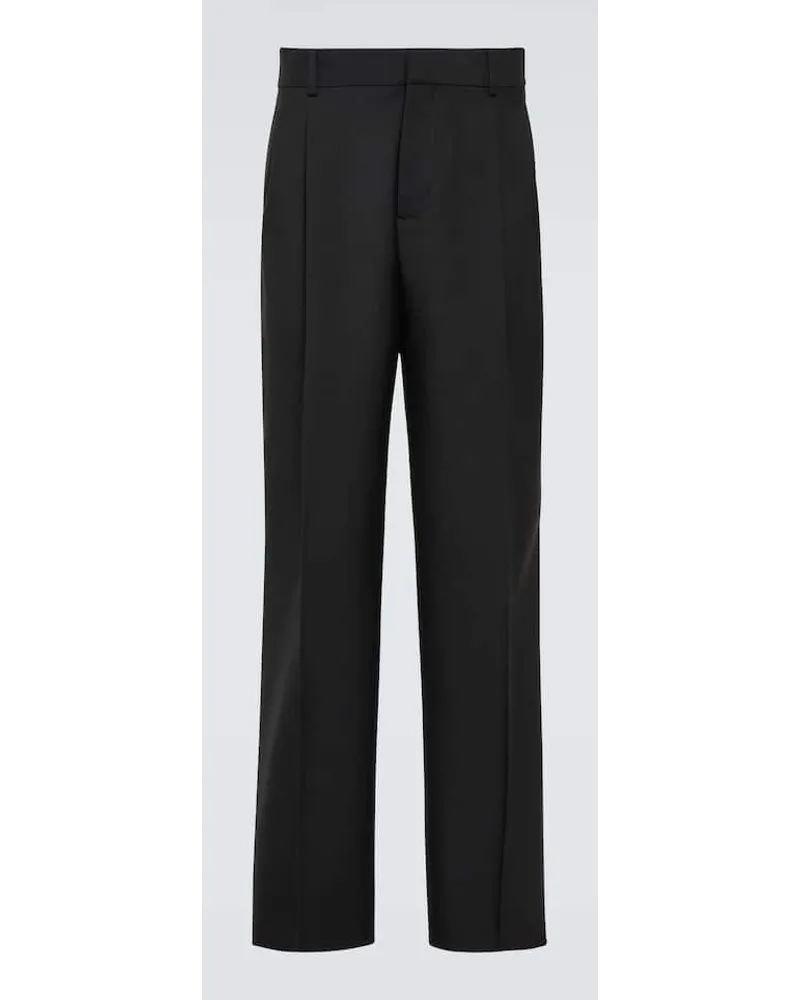 Versace Gerade Hose aus Wolle Schwarz