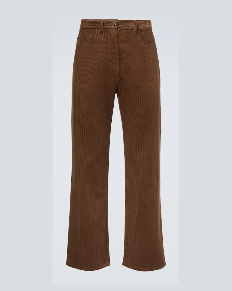 Miu Miu Gerade Hose aus Baumwoll-Cord Braun