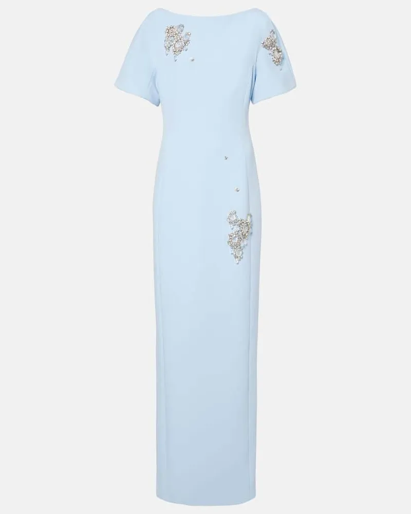 Safiyaa Cocktailkleid Lacin mit Kristallen Blau