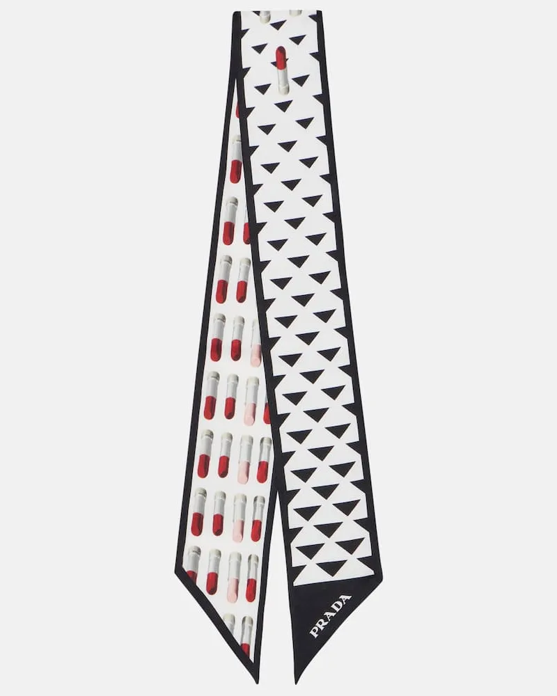 Prada Bedrucktes Tuch aus Seiden-Twill Schwarz