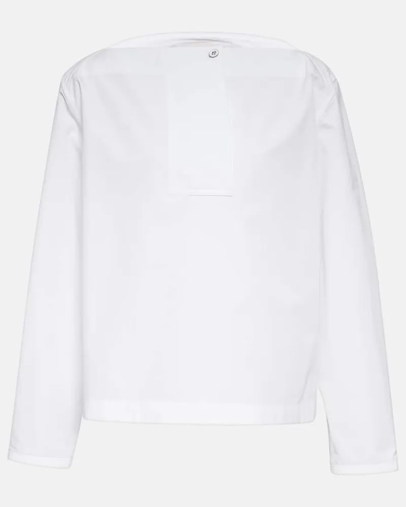 Jil Sander Top aus Baumwollpopeline Weiß
