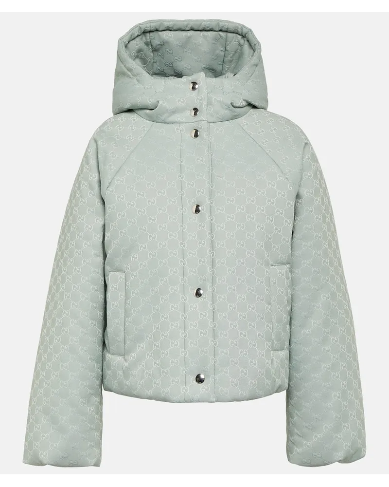 Gucci Wattierte Jacke GG aus Canvas Blau