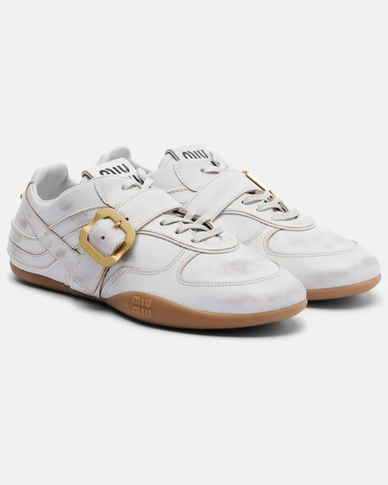 Miu Miu Sneakers Gymnasium aus Leder Weiß
