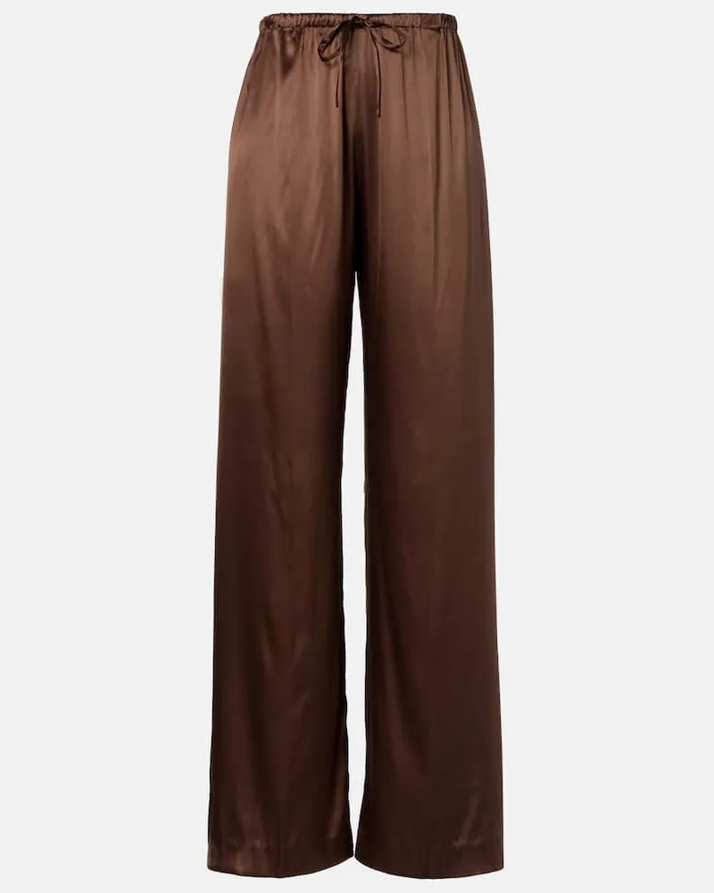 Dries van Noten Gerade Mid-Rise-Hose aus einem Seidengemisch Braun