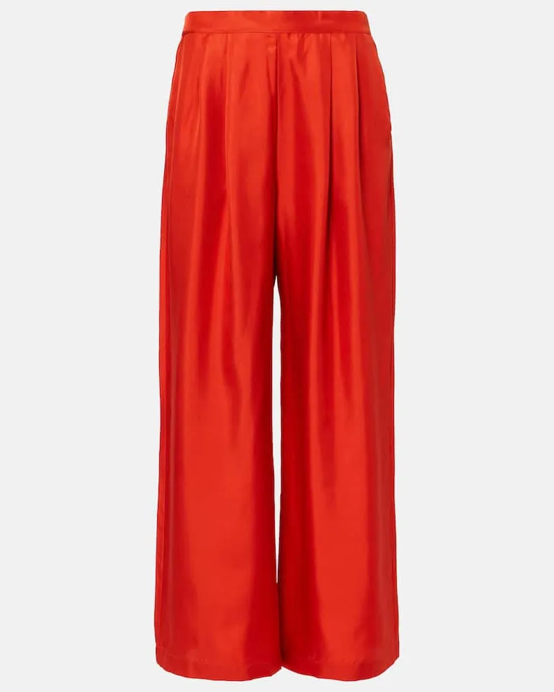 ASCENO Weite Hose Isola aus Seiden-Twill Burgunderrot